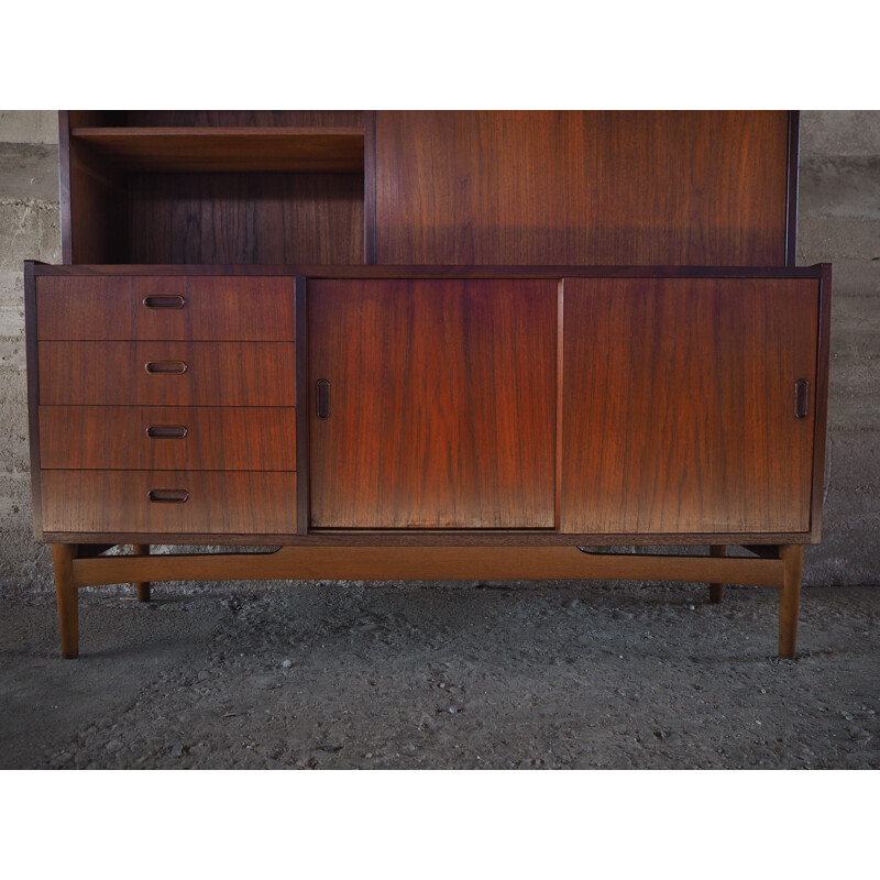 Vintage Danish dark teak highboard, 1960s