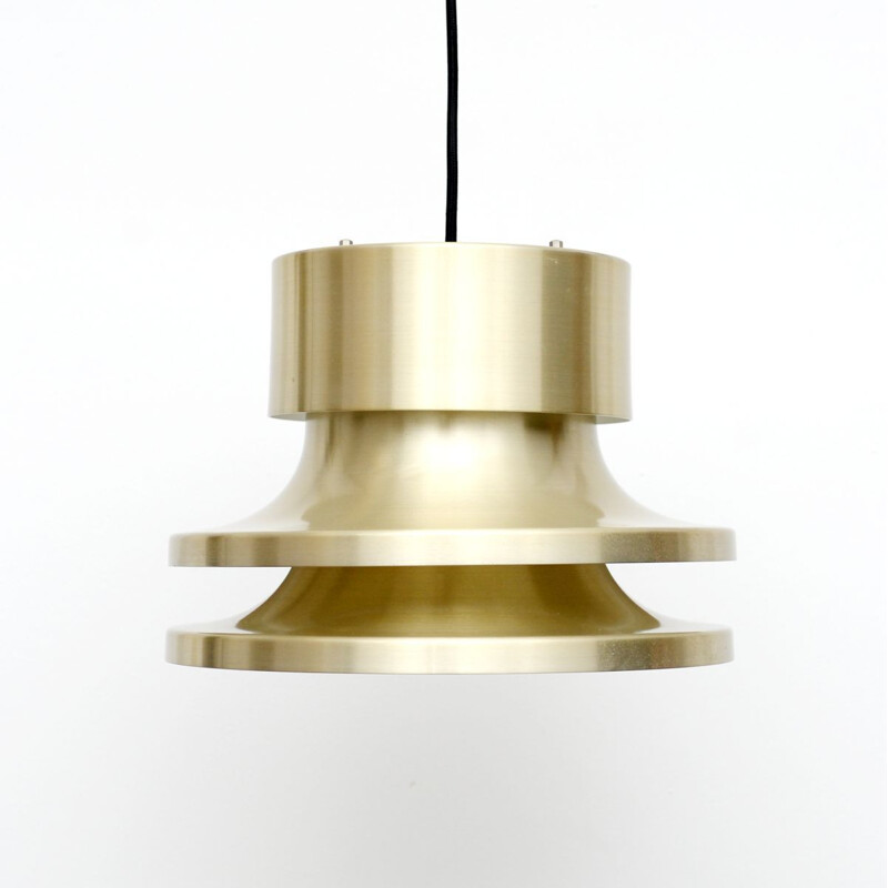 Vintage pendant lamp in golden brass, Denmark 1970s
