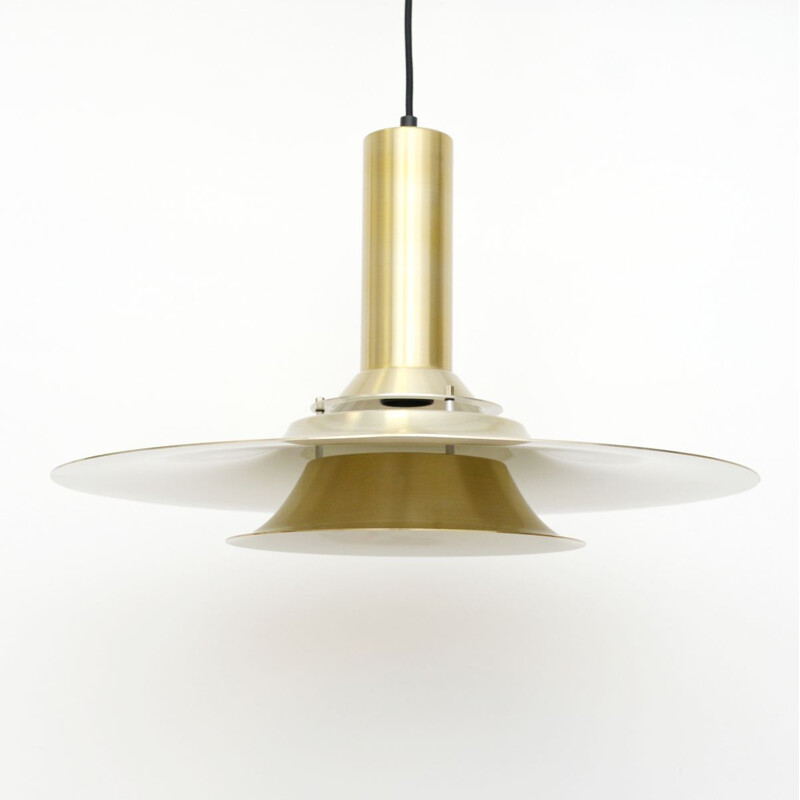 Vintage pendant lamp in golden brass, Denmark 1970s