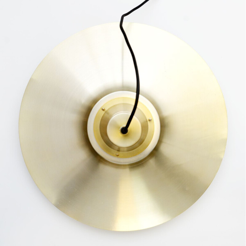 Vintage pendant lamp in golden brass, Denmark 1970s