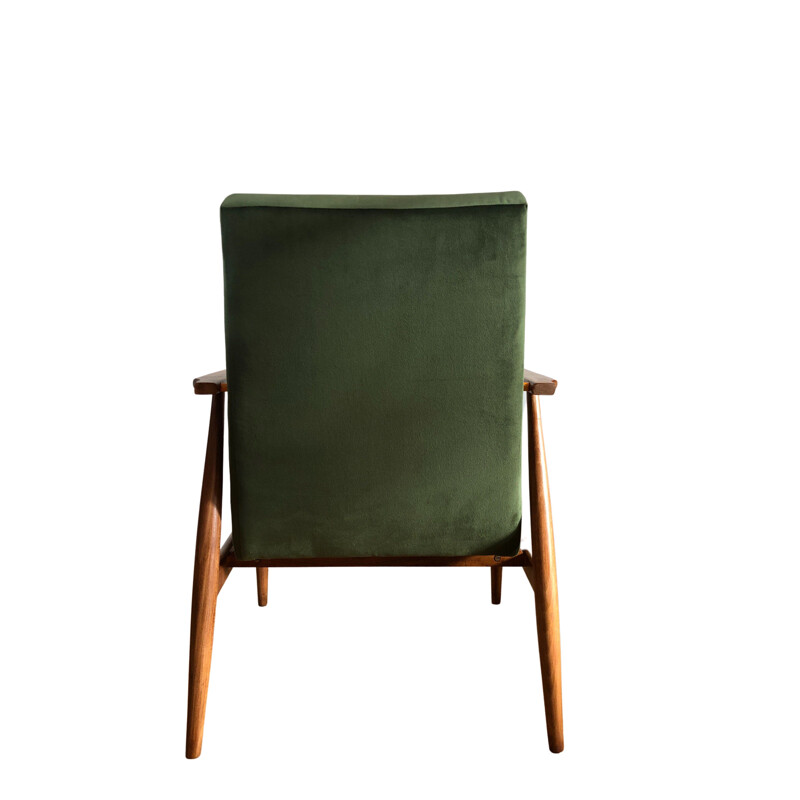 Paar vintage groene fauteuils met voetsteunen van Henryk Lis, 1960