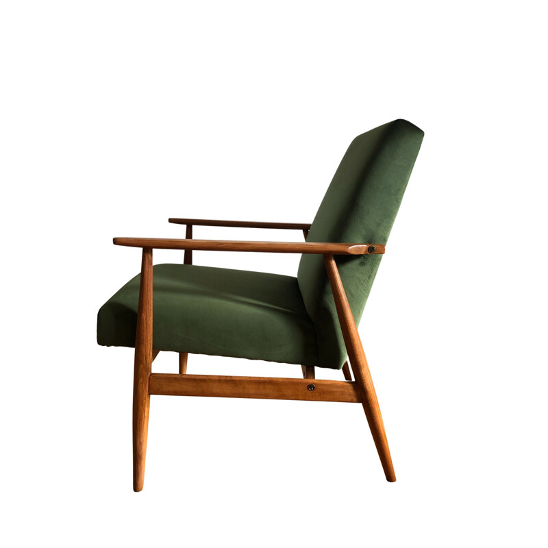 Paar vintage groene fauteuils met voetsteunen van Henryk Lis, 1960