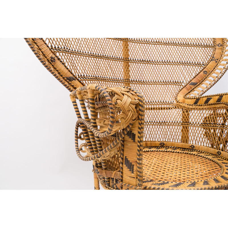 Vintage "Emmanuelle" wicker armchair, Italy 1960s