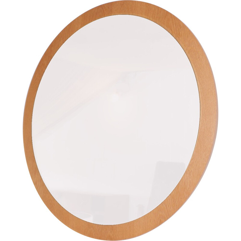 Round German Kama mirror in oak wood - 1960s