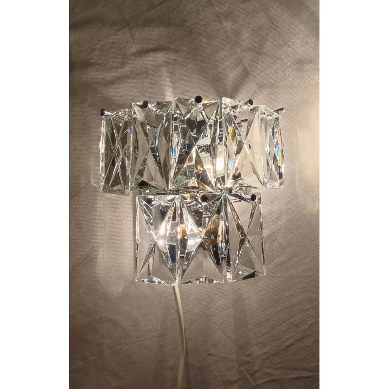 Pair of vintage crystal wall lamps