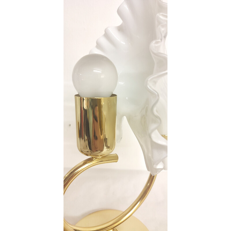 Paar Vintage-Tischlampen Calla Lily aus Muranoglas