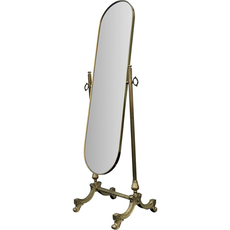 Vintage brass psyche mirror, 1970