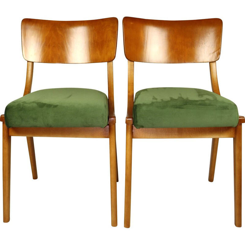 Pair of vintage green dining chairs, 1970s