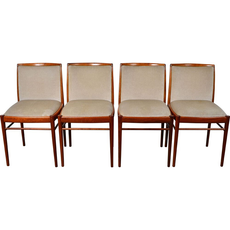 Set of 4 vintage Benze chairs teak and velvet fabric