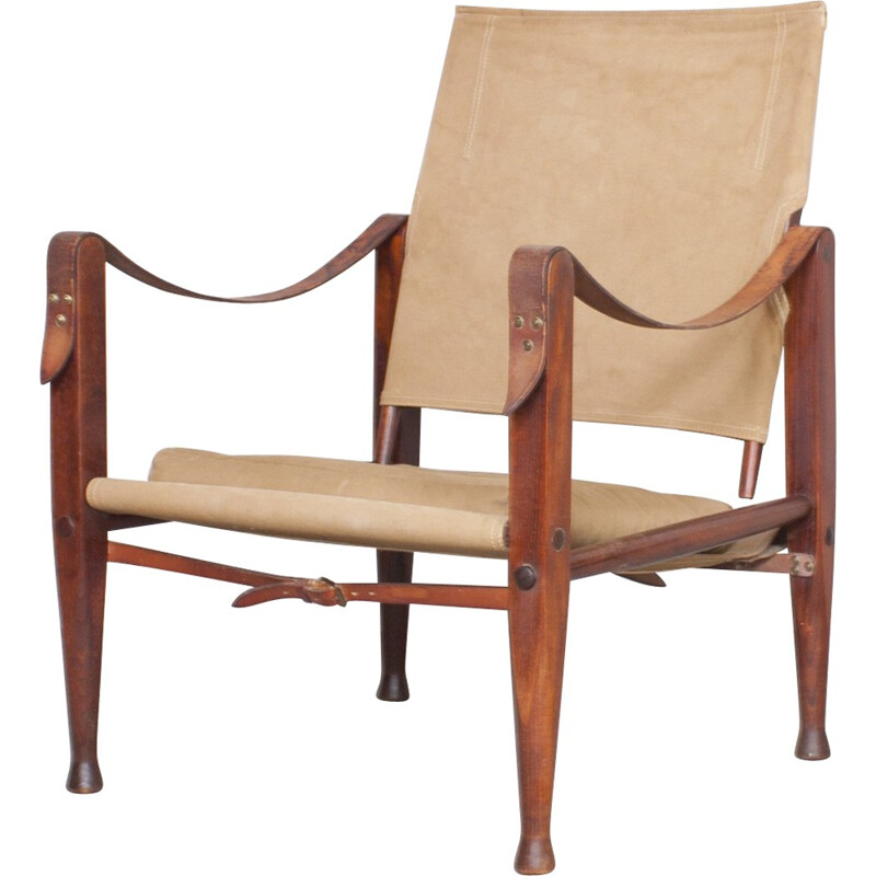 Chaise "Safari" Rud. Rasmussen en bois et tissu brun clair, Kaare KLINT - 1930