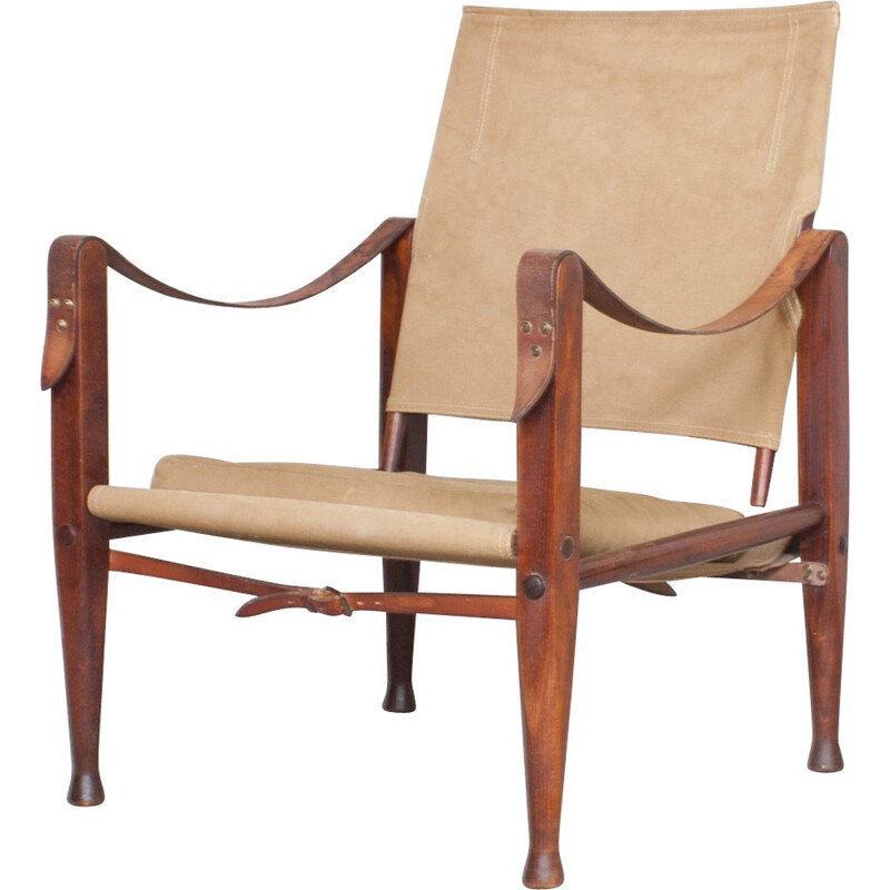 Rud. Rasmussen "Safari" armchair in light brown fabric, Kaare KLINT - 1930s