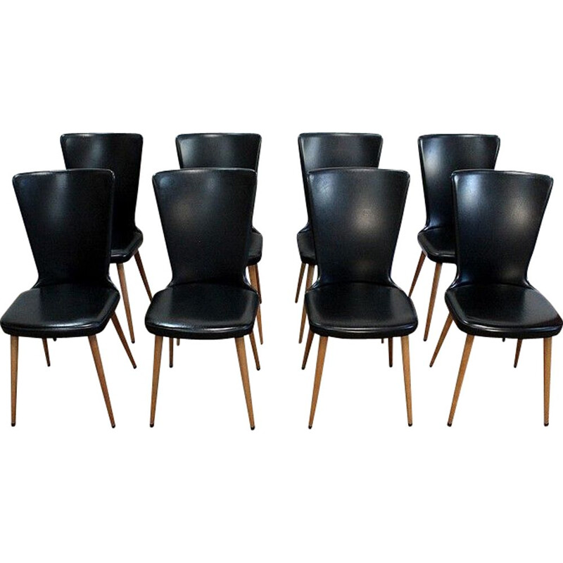 Ensemble de 8 chaises vintage Baumann Essor, 1960