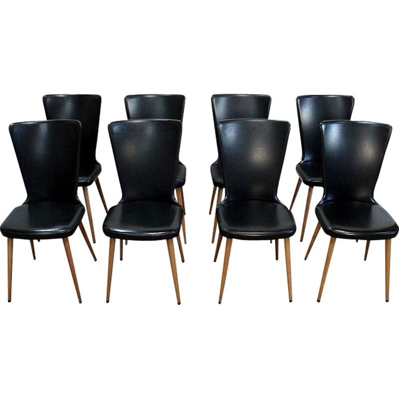 Set of 8 vintage Baumann Essor chairs, 1960