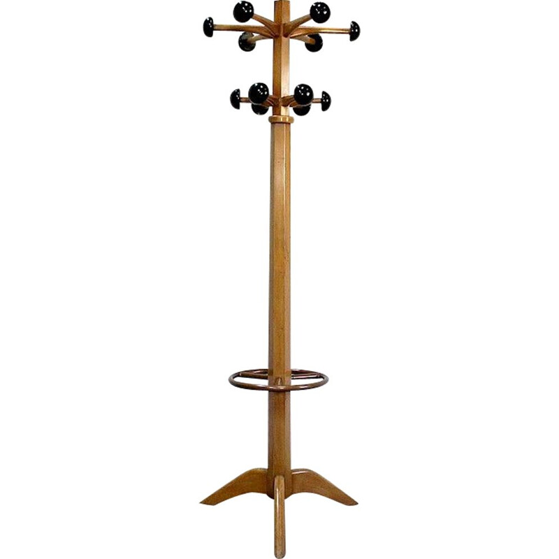 Vintage coat rack "Stella" in solid beech wood, 1960