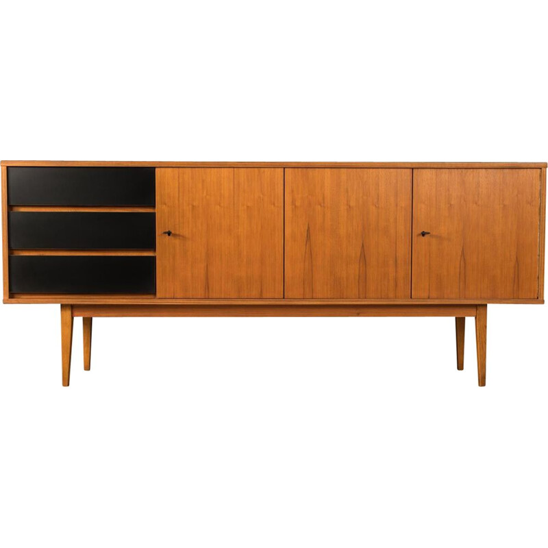 Mid century walnut and black formica sideboard, Germany 1960s