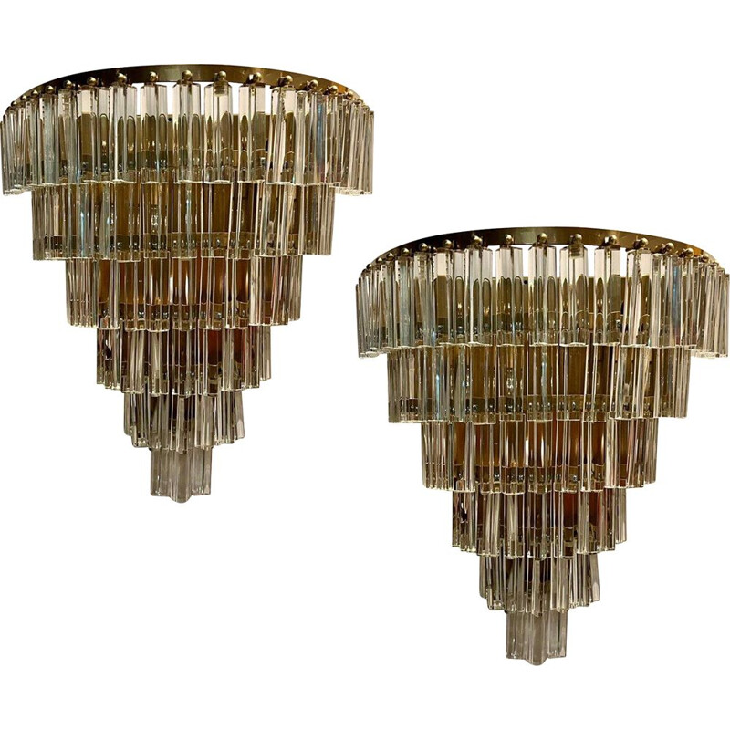 Pair of vintage Murano glass Trilobi wall lamps