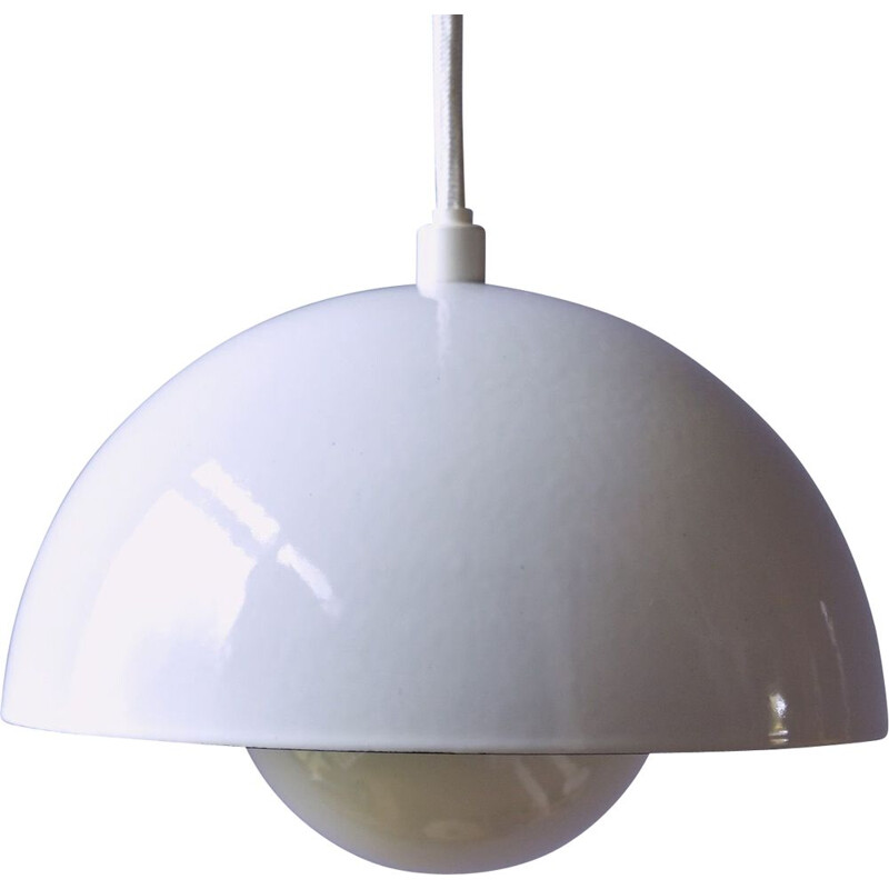 Vintage enamel flowerpot pendant lamp by Verner Panton for Louis Poulsen, Denmark 1968