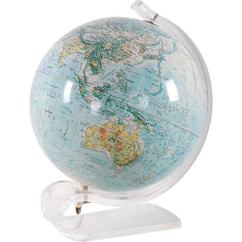 Mid-century lucite light up globe by Hammond Scan-Globe, 1970s