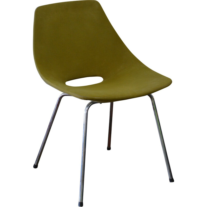 "Tonneau" chair in khaki-olive fabric, Pierre GUARICHE - 1960s