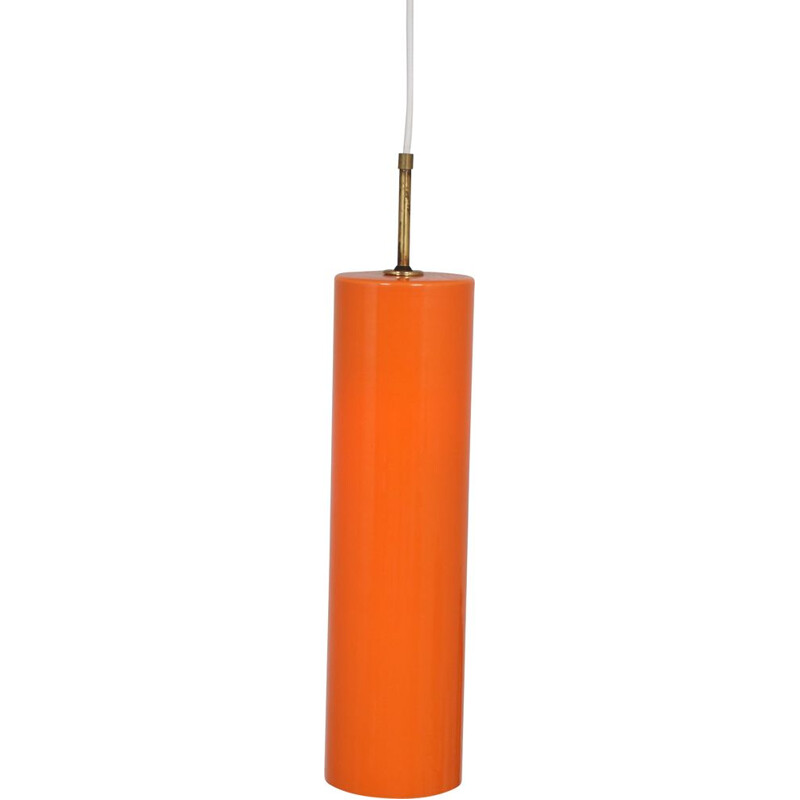 Vintage orange glass pendant lamp by Gino Vistosi for Venini, Italy 1960s