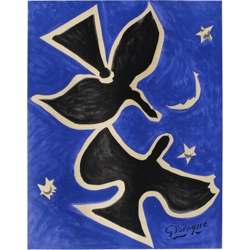 Vintage poster of birds by Georges Braque, 1961