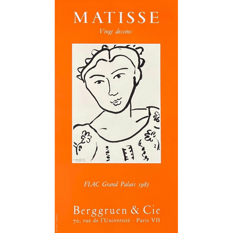 Cartel vintage "Galerie Berggruen" de Henri Matisse, 1985
