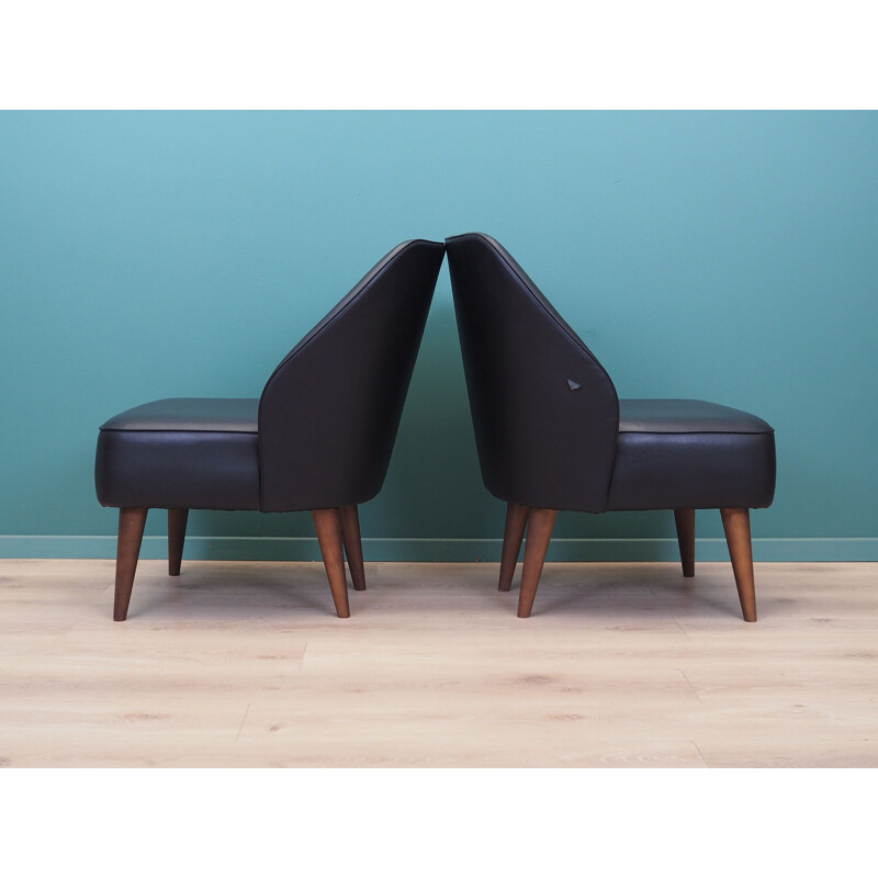 Ein Paar Vintage-Sessel aus Leder und Holz, Dänemark 1990