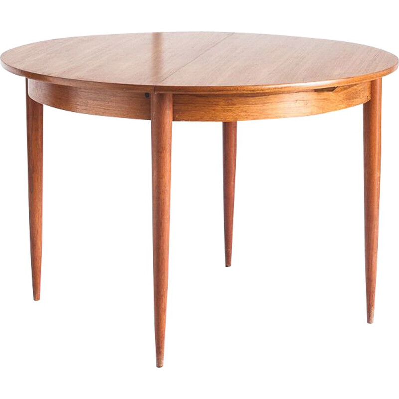 Table scandinave vintage en teck avec rallonge, France 1960