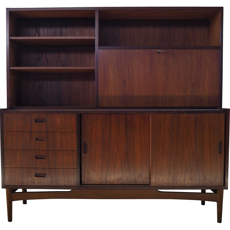 Vintage Danish dark teak highboard, 1960s