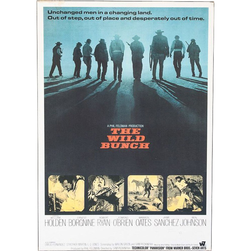 Cartaz Vintage do filme "The Wild Bunch" de Sam Peckinpah, 1970