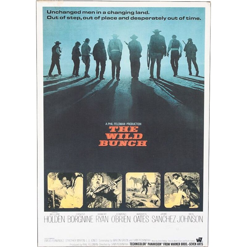 Cartel antiguo de la película "The Wild Bunch" de Sam Peckinpah, 1970