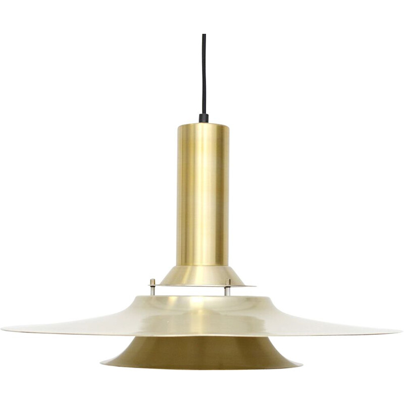 Vintage pendant lamp in golden brass, Denmark 1970s