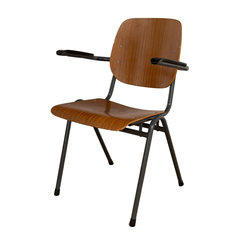 Stackable vintage chair with armrests