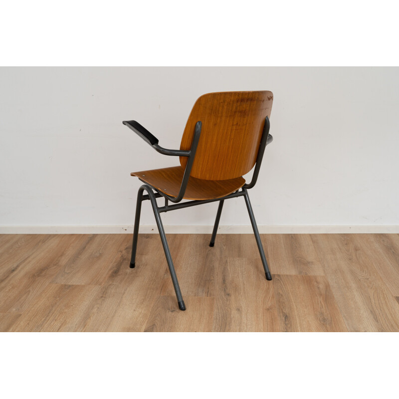 Stackable vintage chair with armrests