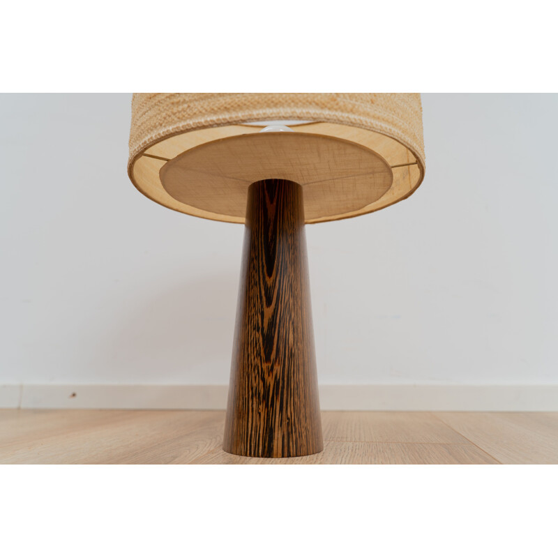 Lampe de bureau vintage en tissu et bois