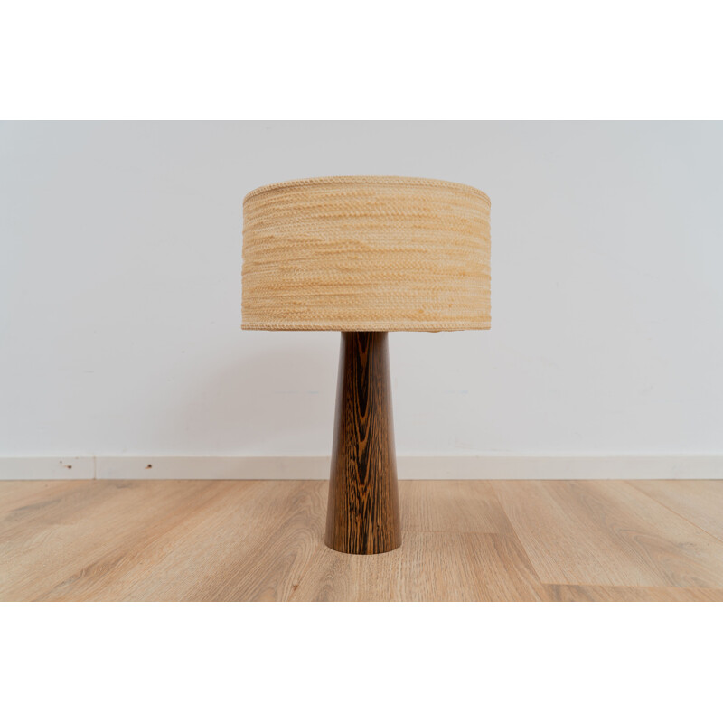 Lampe de bureau vintage en tissu et bois