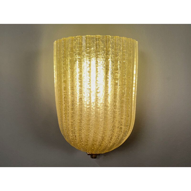 Pair of vintage wall lamps by Barovier & Toso for Murano, Italy 1970s