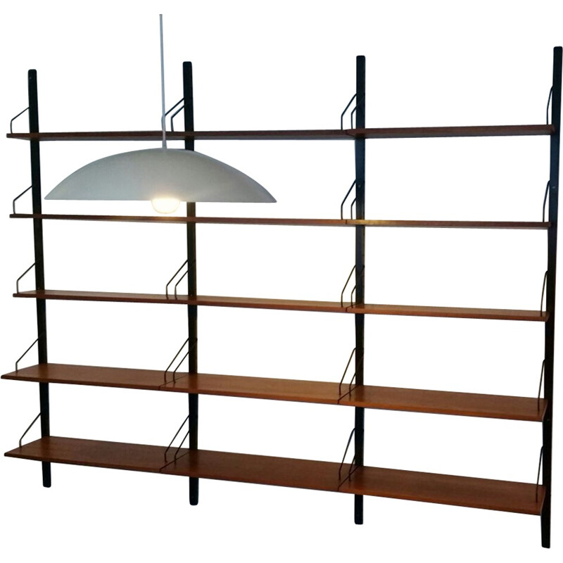 Wall shelves in metal and wood, Poul CADOVIUS - 1960s