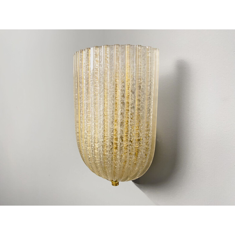 Pair of vintage wall lamps by Barovier & Toso for Murano, Italy 1970s