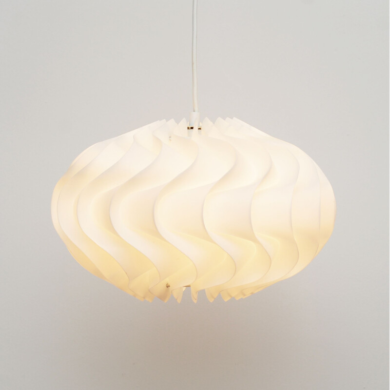 Mid-century white pendant lamp, Denmark 1970s