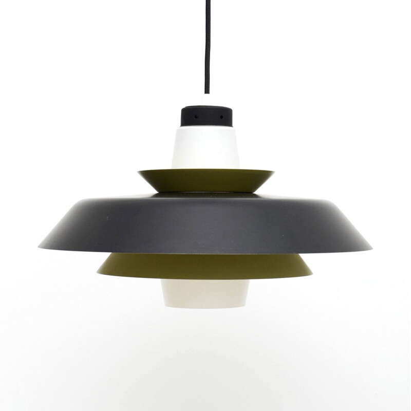 Vintage black and green pendant lamp, Denmark 1960s