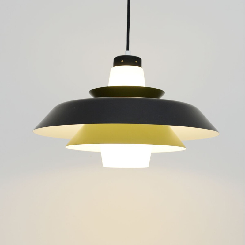 Vintage black and green pendant lamp, Denmark 1960s