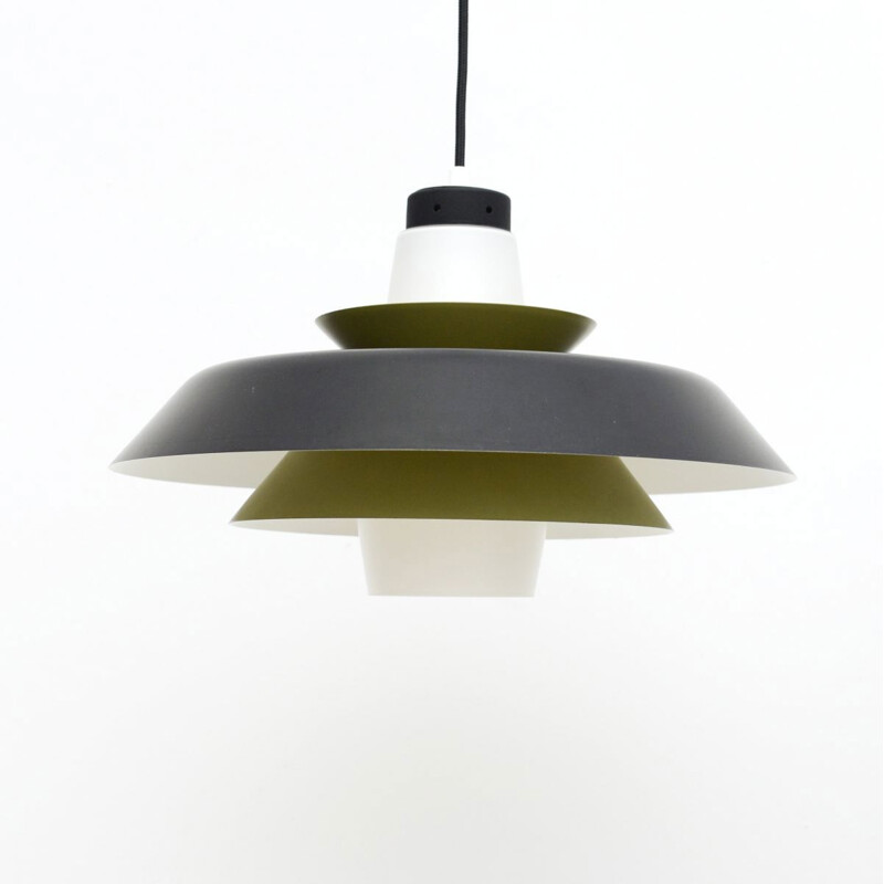 Vintage black and green pendant lamp, Denmark 1960s