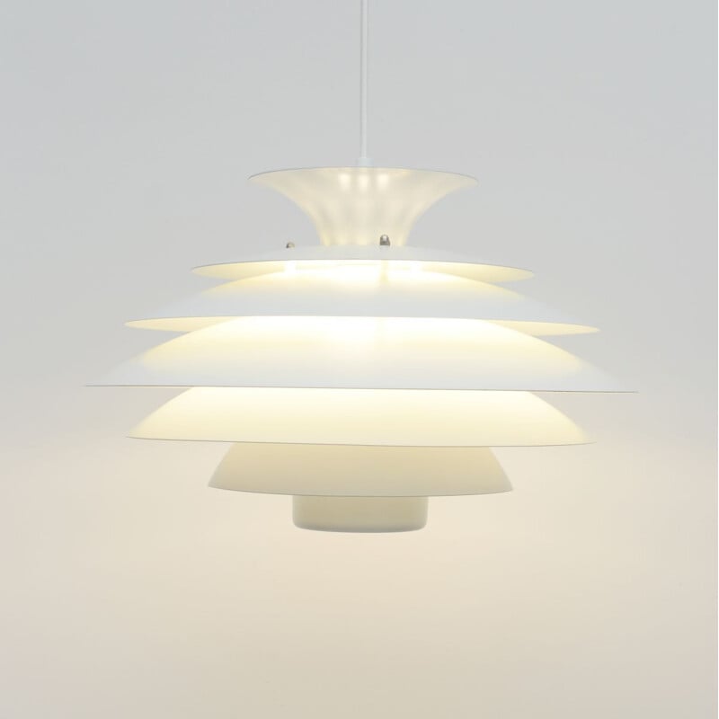 Vintage Form Light white pendant lamp, Denmark 1970s
