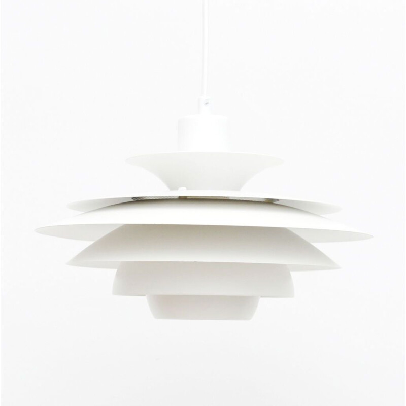 Vintage Jeka white pendant lamp, Denmark 1970s