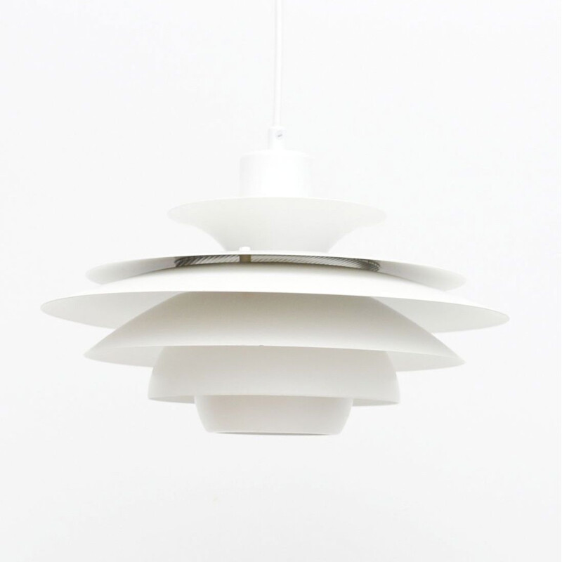 Vintage Jeka white pendant lamp, Denmark 1970s