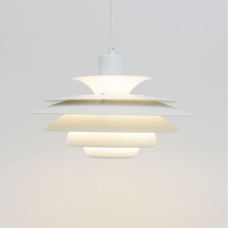 Vintage Jeka white pendant lamp, Denmark 1970s