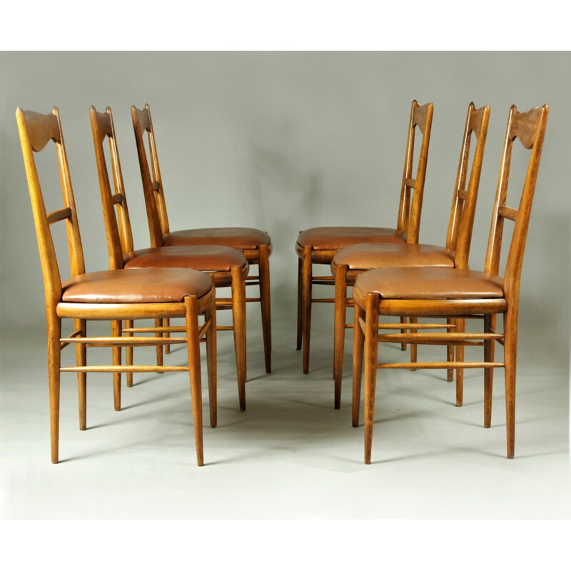 Ensemble de 6 chaises tchèques vintage en hêtre, 1970