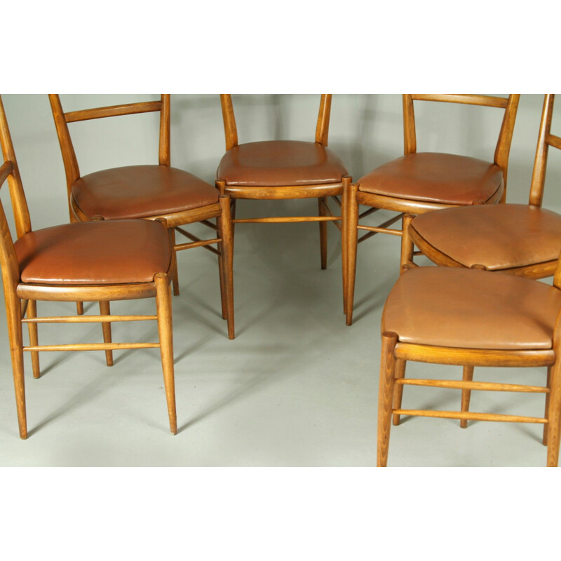 Set of 6 vintage Czech beechwood dining chairs, 1970s
