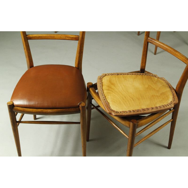 Ensemble de 6 chaises tchèques vintage en hêtre, 1970